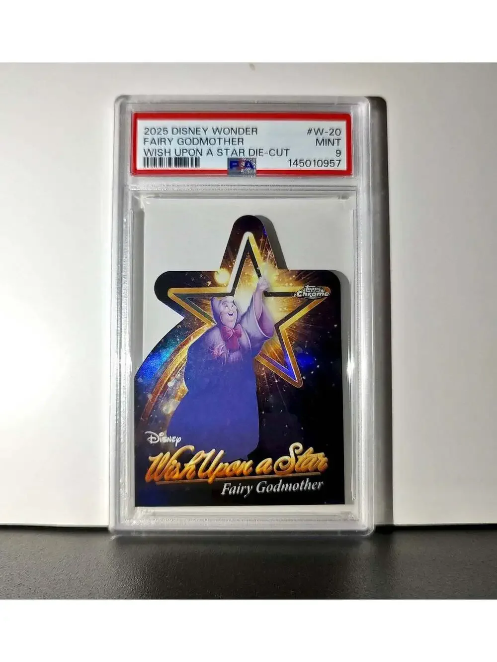 Fairy Godmother 2025 Topps Chrome Disney #W-20 Wish Upon A Star Die Cut PSA 9
